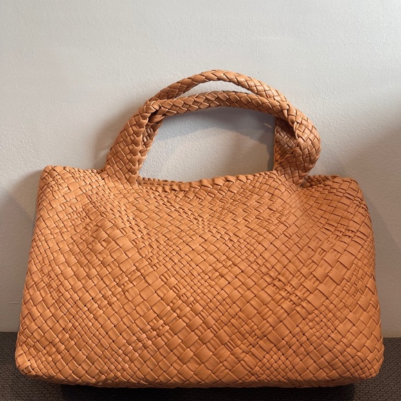 FALOR Handbags - FALOR Made In Italy Leather Woven Tote - Cognac - NWT